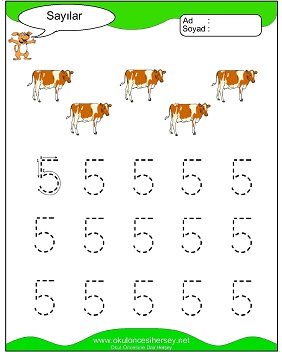 okul öncesi 1 sayısı çizgi çalışması